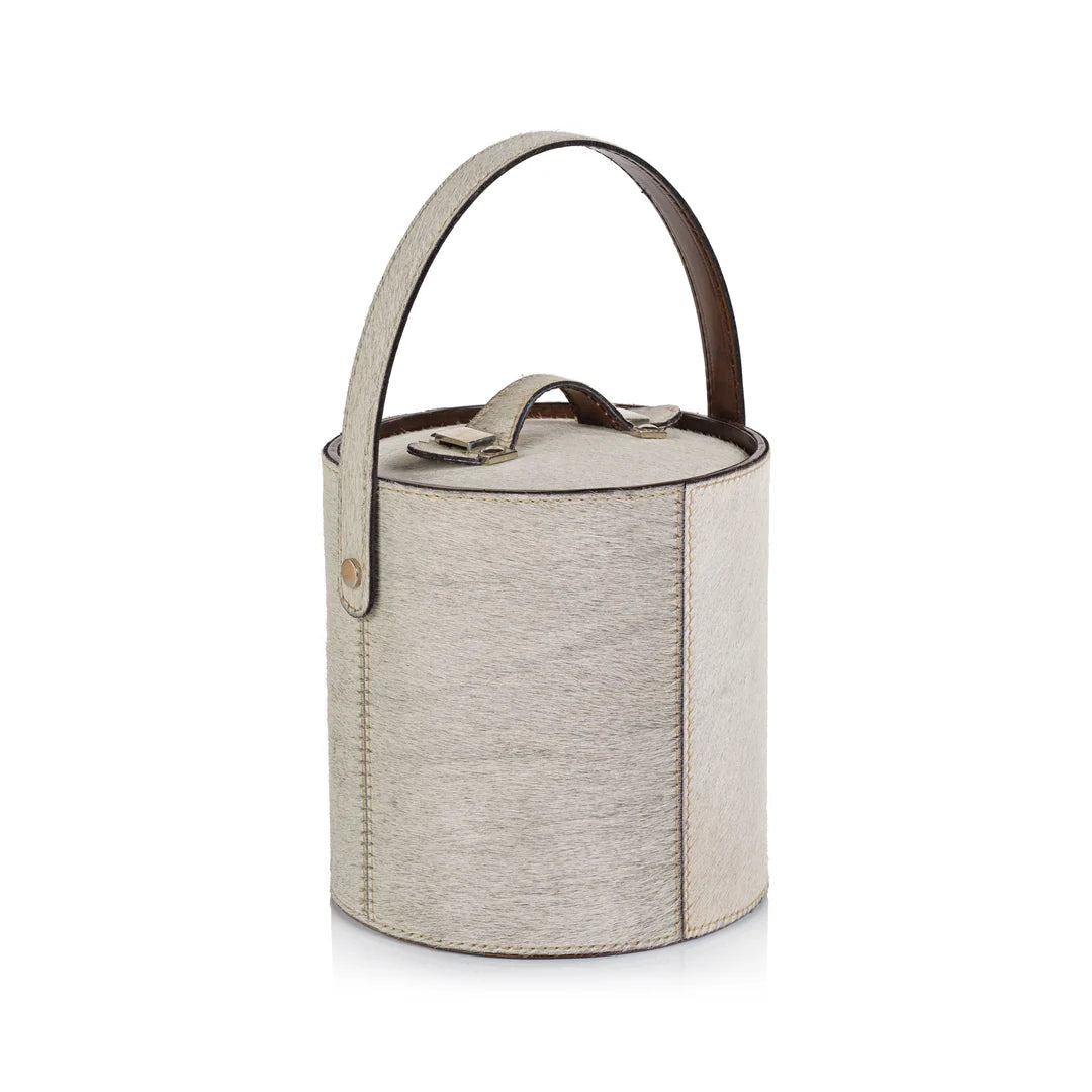 St. Moritz Hair-On-Hide Leather Insulated Ice Bucket