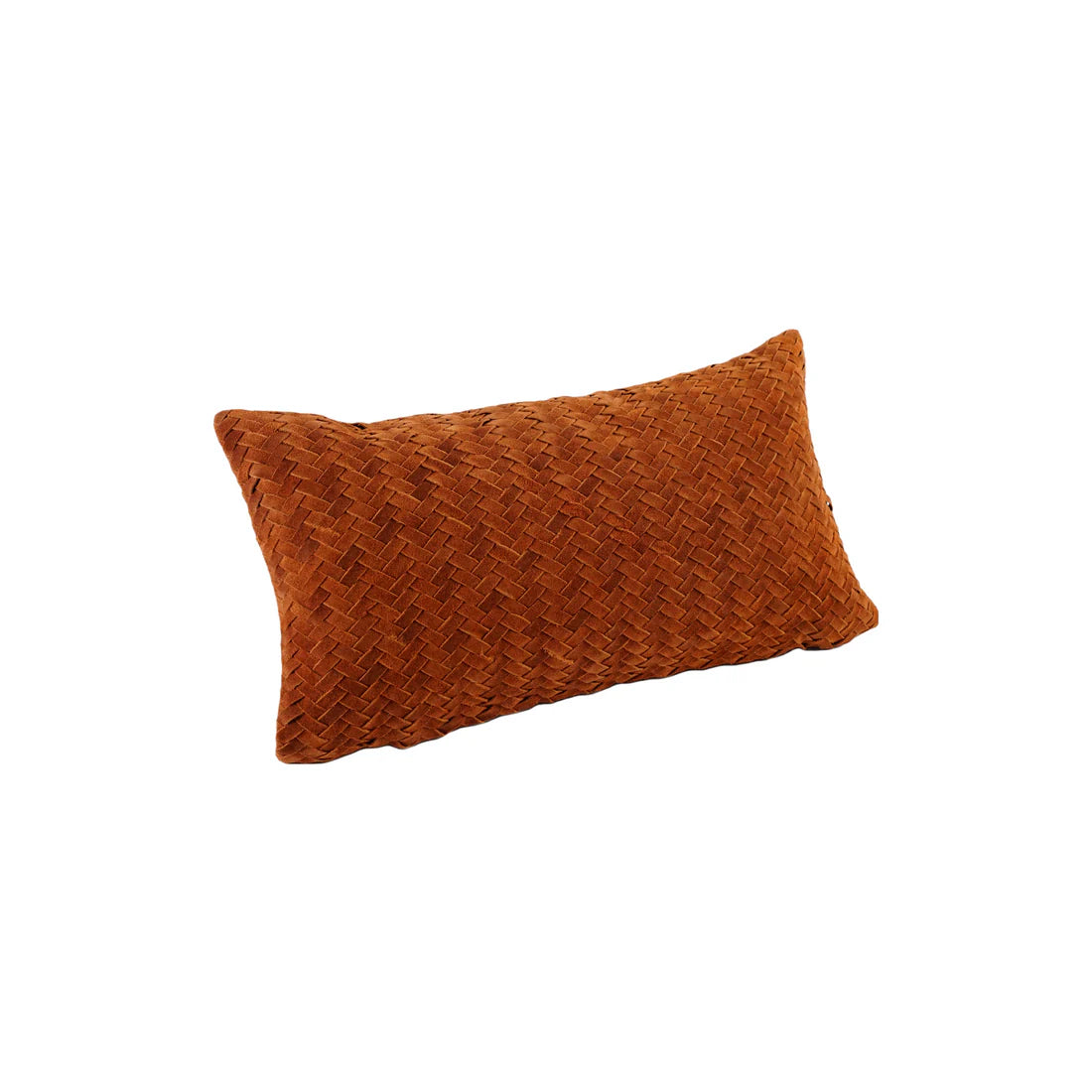 Handmade Waffle Weave Lumbar Pillow in Terracotta