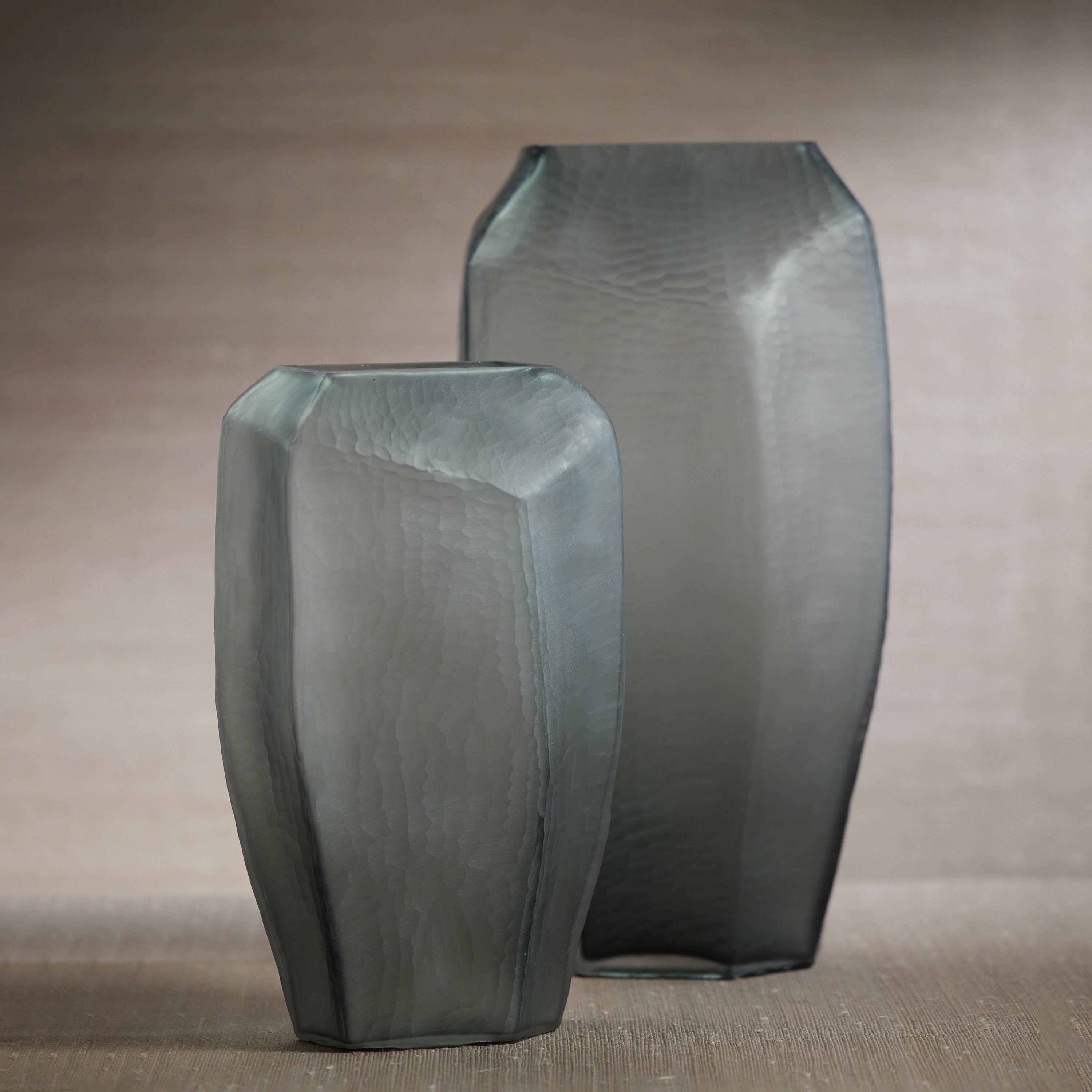 Banford Cut Glass Vase - Gray - Short