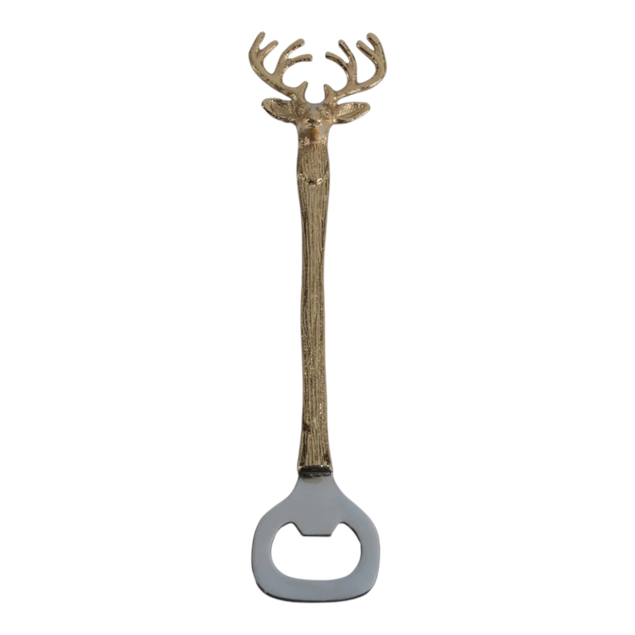 Stag's Head Bottle Opener - Champagne Handle with Polished Head