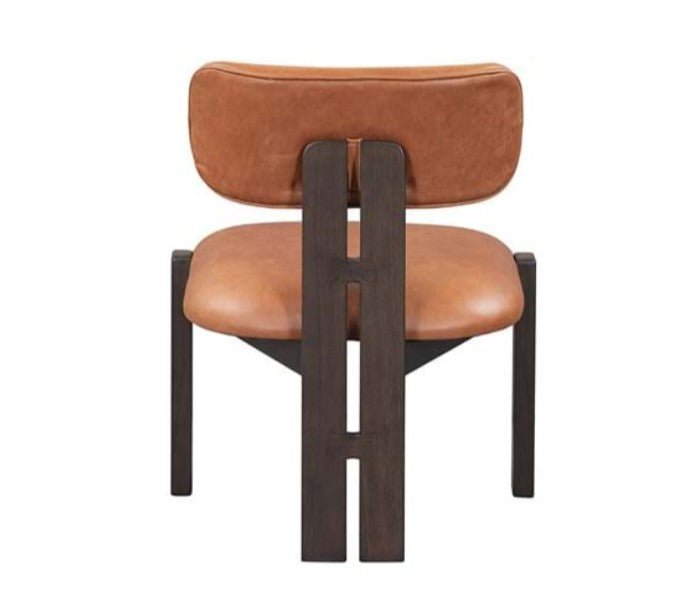 Martina Distressed Leather/Wood Dining Chair, Autumn Brown