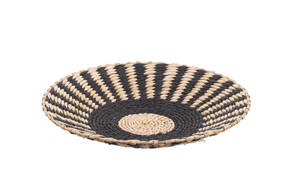 Large Woven Natural & Black Wall Baskets 16" W