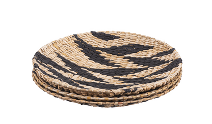 Large Woven Natural & Black Wall Baskets 16" W