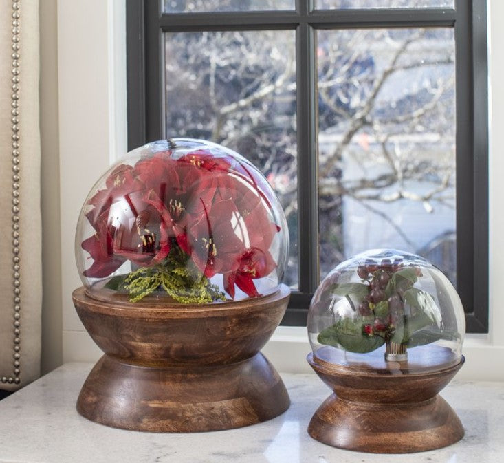 Wooden and Glass Globe Cloche