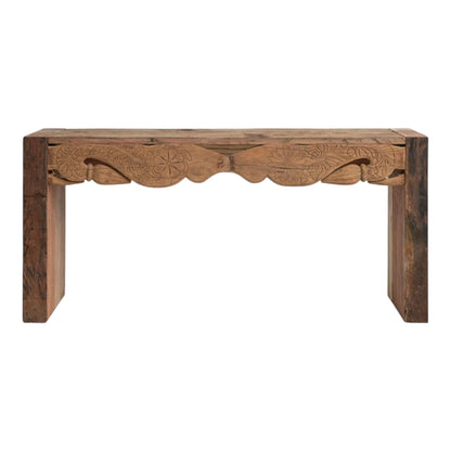 Hand-Carved Reclaimed Pine Console 66" W x 18" D x 30" H