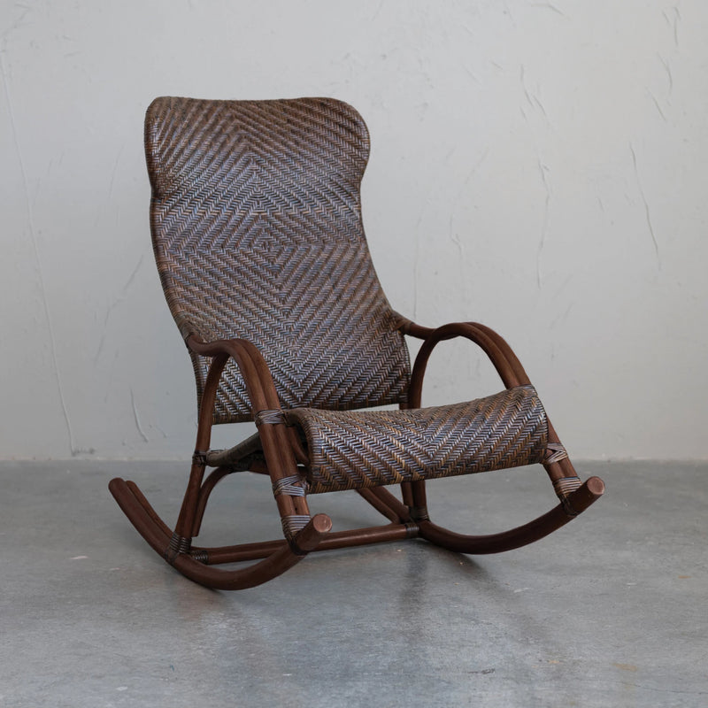 Hand-Woven Rattan Rocking Chair