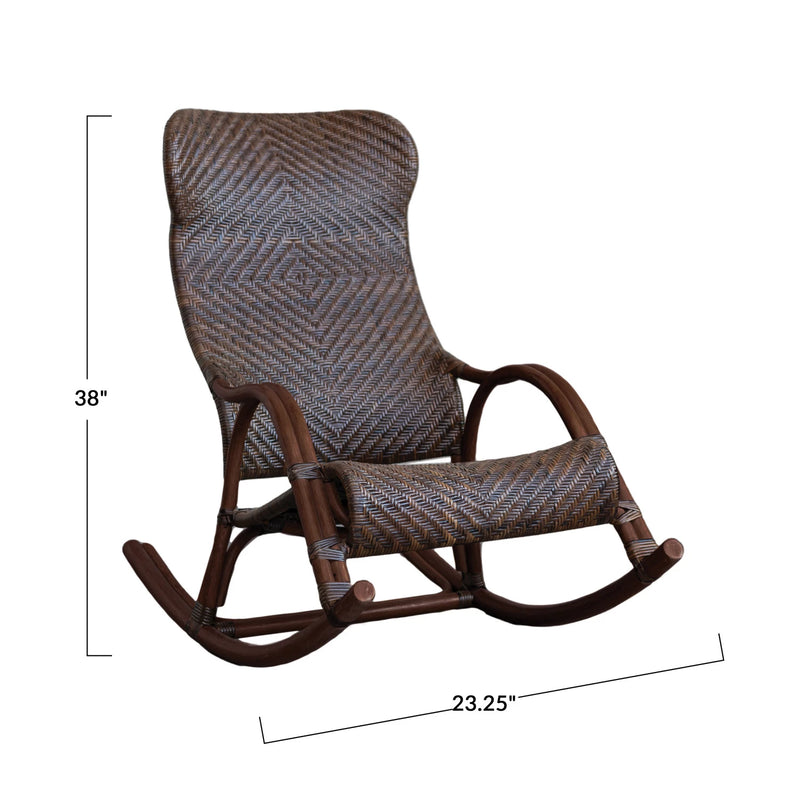 Hand-Woven Rattan Rocking Chair