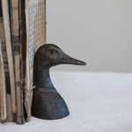 Cast Iron Duck Head Bookends, Distressed Black, Set of 2