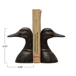 Cast Iron Duck Head Bookends, Distressed Black, Set of 2