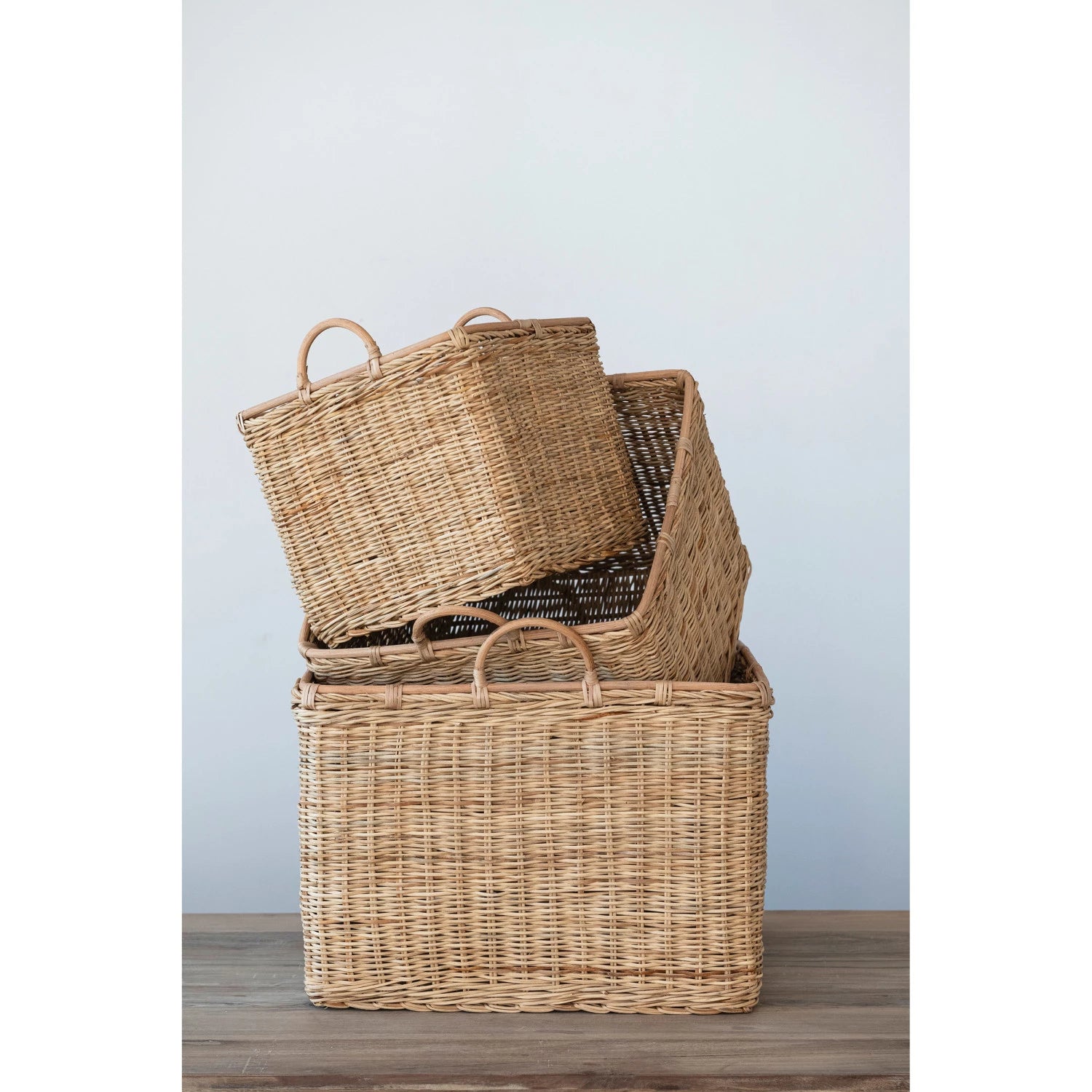 Rattan Basket w/ Handles, Medium