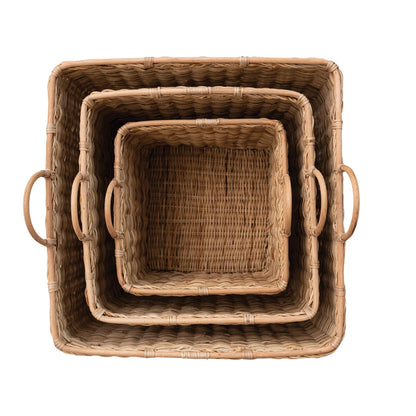 Rattan Basket w/ Handles, Large