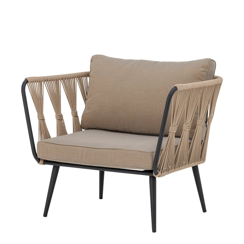 Metal & Woven Rope Outdoor Chair, Set of Two