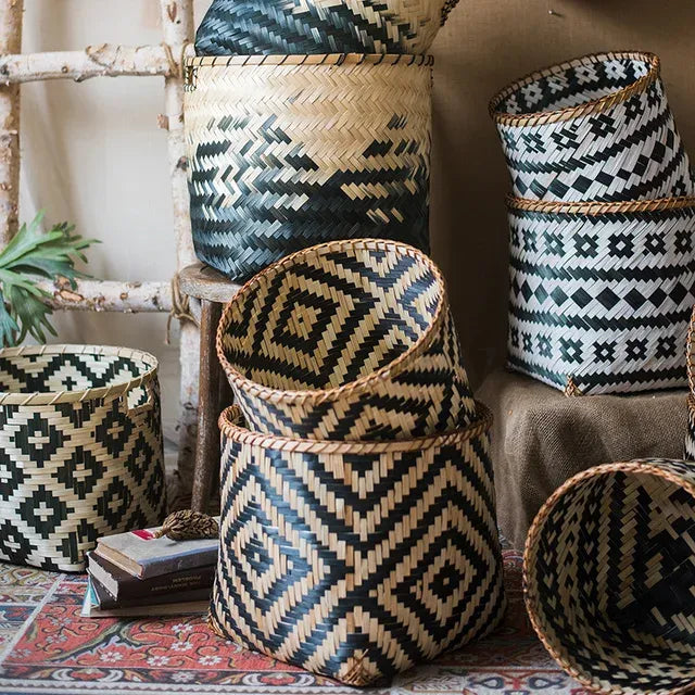 Large Bamboo Baskets with Pattern