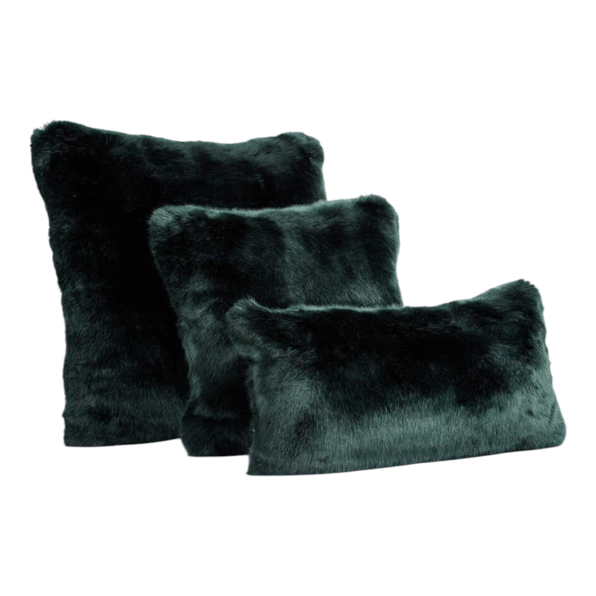 Couture Collection Emerald Mink Faux Fur Pillows 24" x 24"