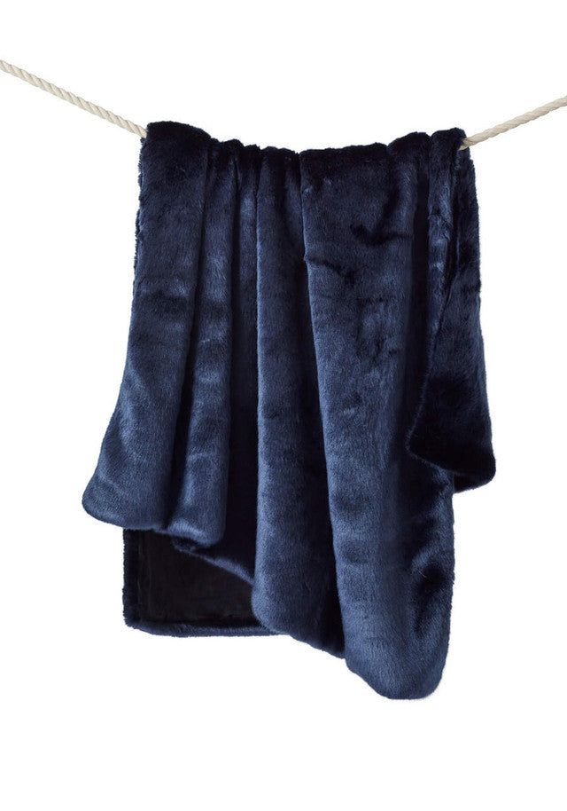 Couture Collection Steel Blue Mink Faux Fur Throw 60" x 72"