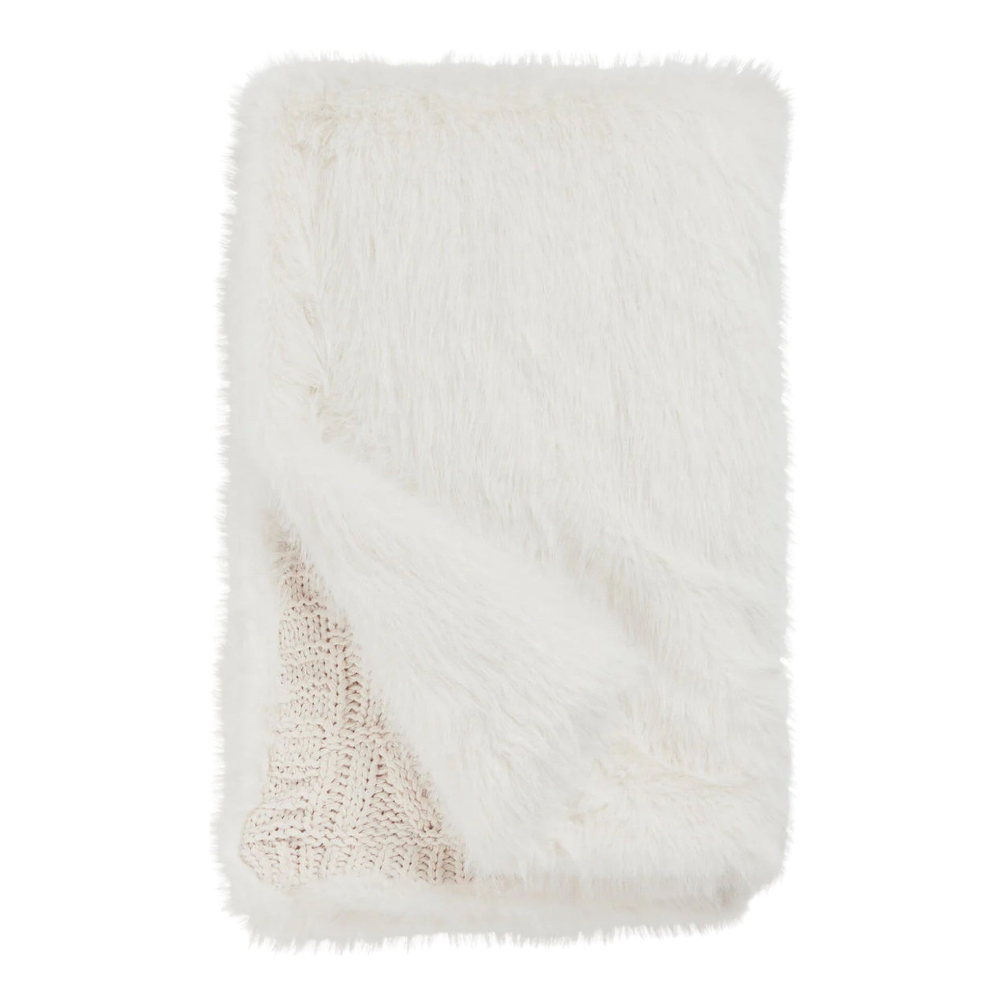 Ivory Fox Faux Fur Apres Ski Throw 60" x 72"