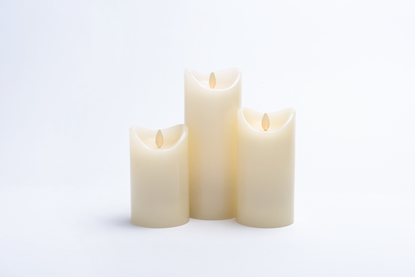 5" Ivory LED Wax Pillar Candle