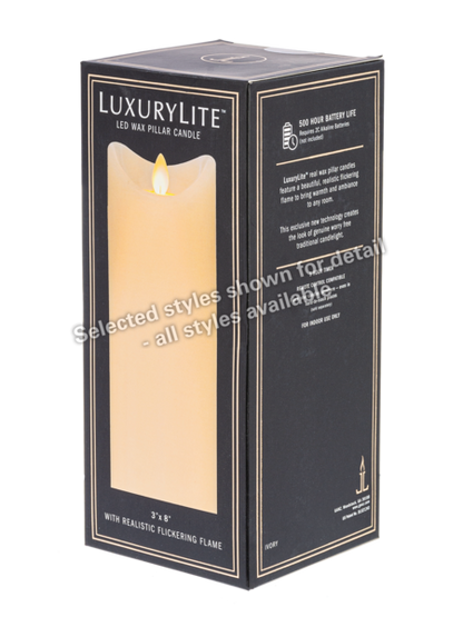 9" Ivory LED Wax Pillar Candle