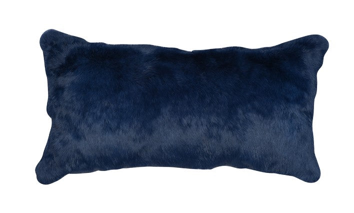 Navy Rabbit Fur Lumbar Pillow 12 x 24