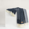 Navy Border Herringbone Throw