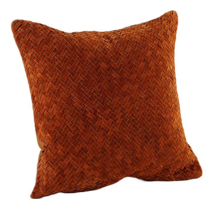 Chevron Weave Suede Terracotta Pillow 20 x 20