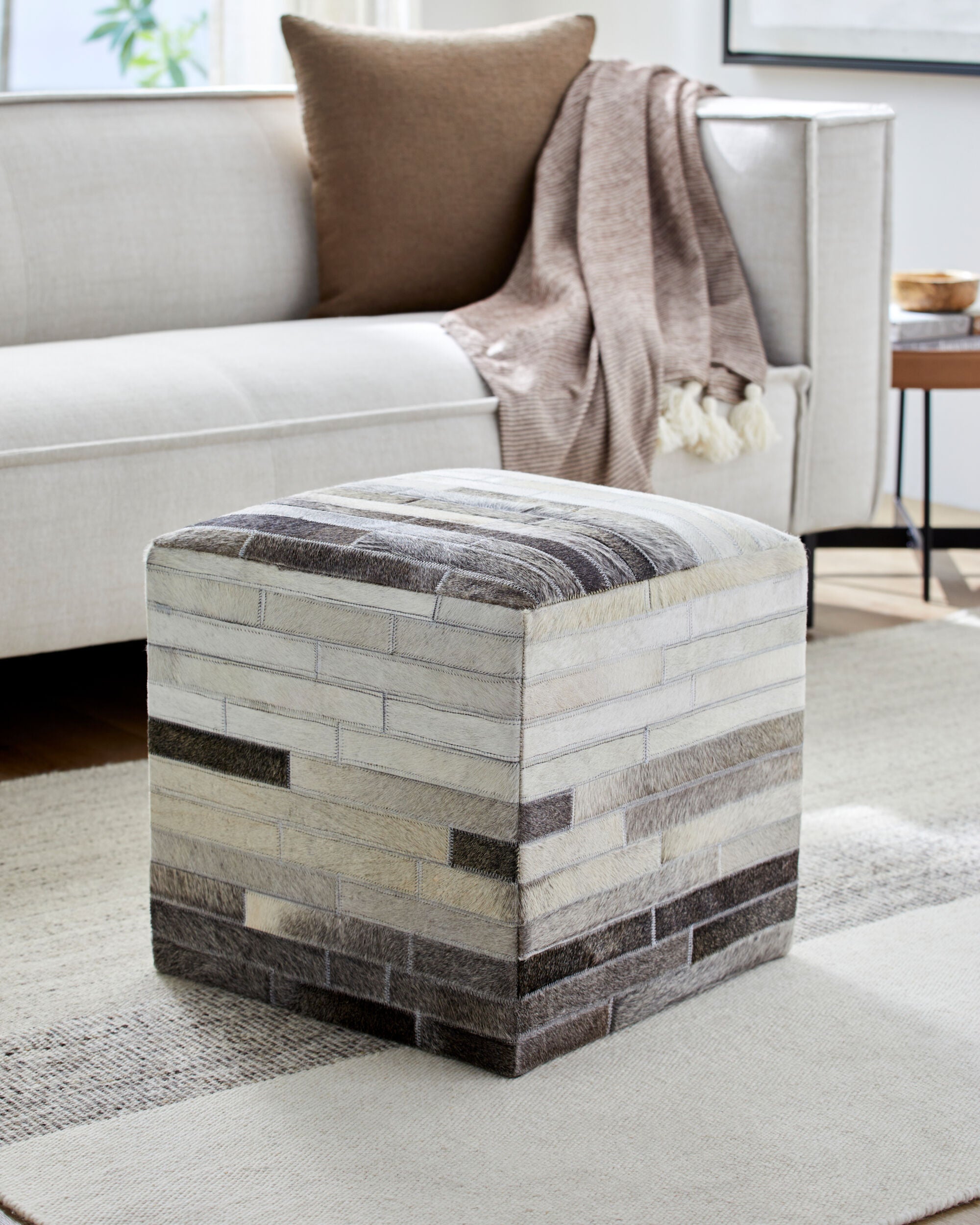 Appalachian Hide Ottoman, 2 Color Options