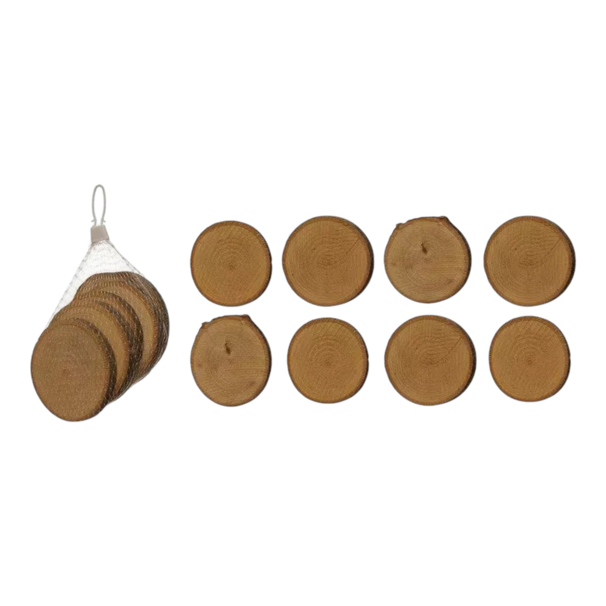 4" Round Wood Slices in Mesh BagSet of 6