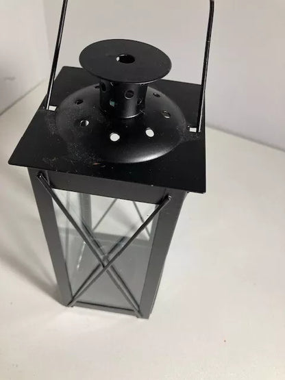 Mini Black Metal Lantern 7.5" H