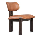 Martina Distressed Leather/Wood Dining Chair, Autumn Brown