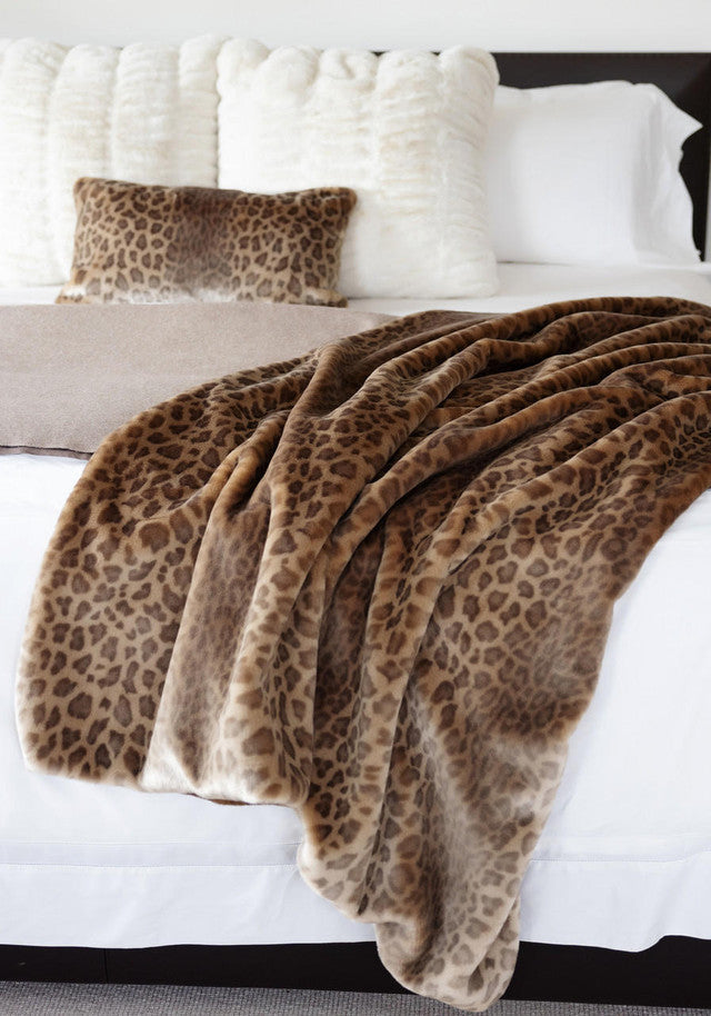 Signature Series Vintage Leopard Faux Fur Throws 60" x 72"