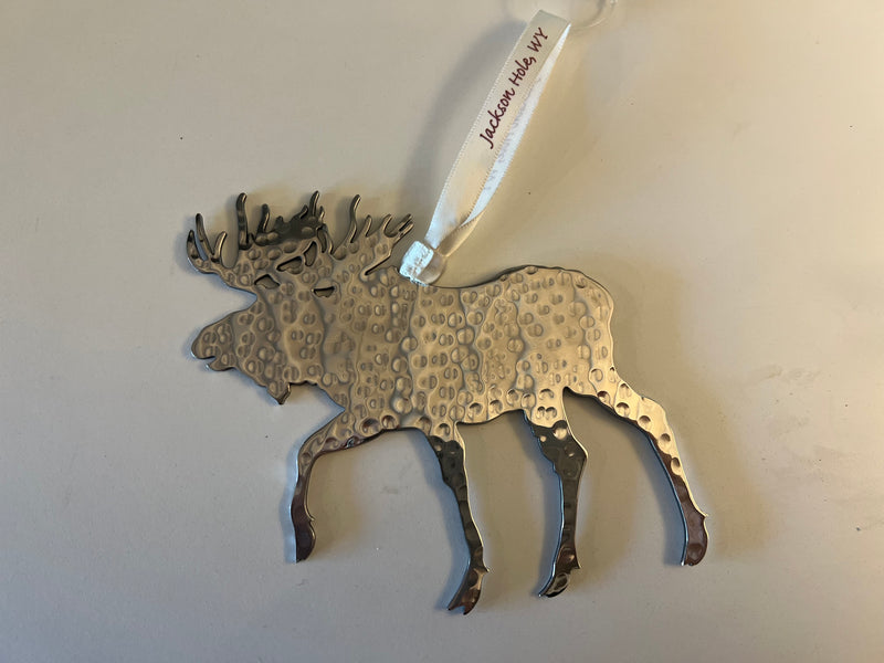 Hammered Silver Moose Ornament