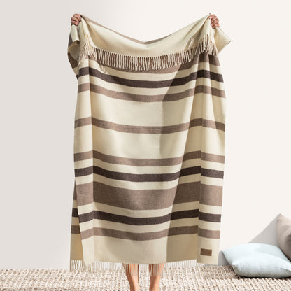 Beige & Taupe Italian Riviera Cashmere Throw 51" W x 67" L