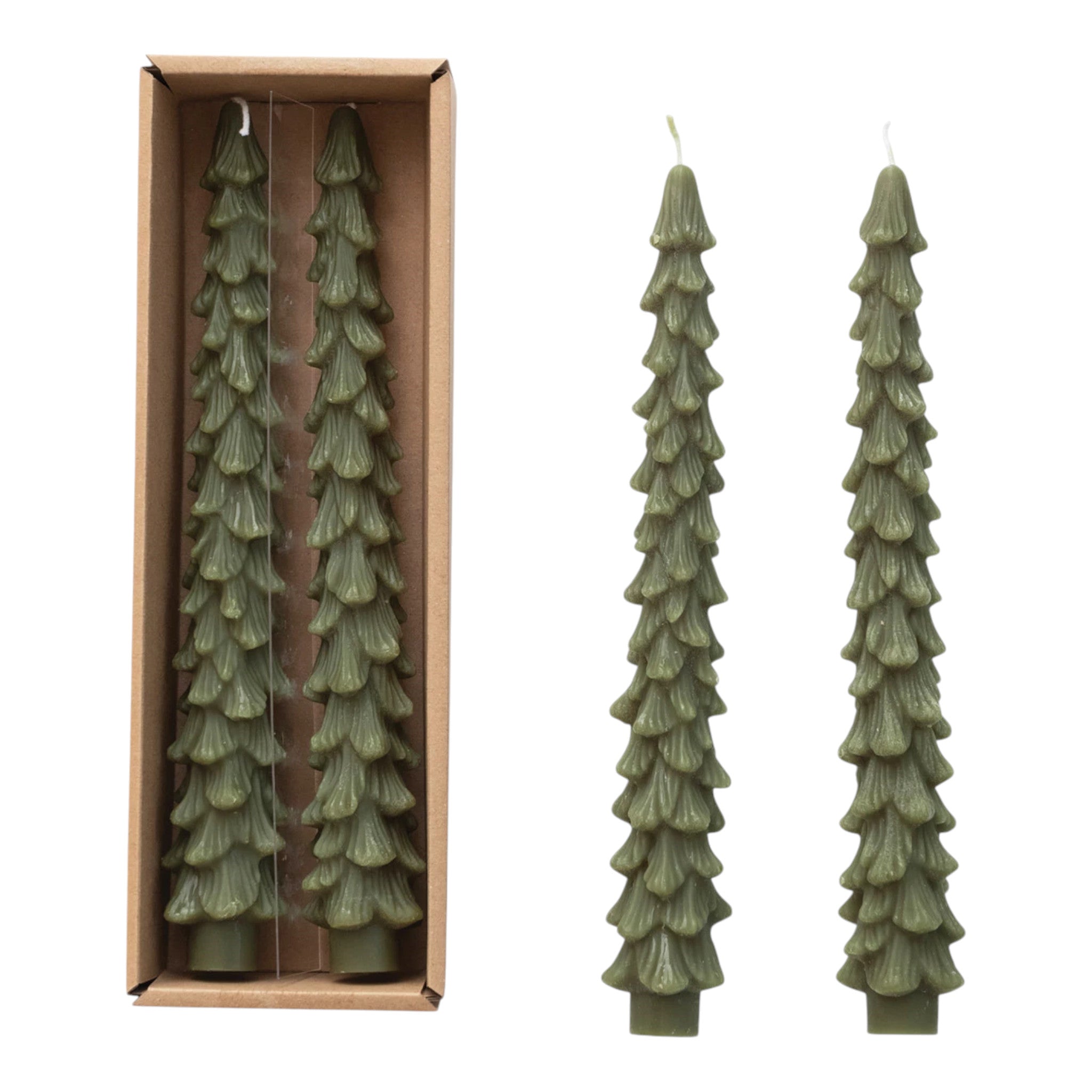 10" Unscented Tree Shaped Taper Candles, Set of 2