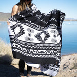 Andean Alpaca Wool Blanket - Black & White Full View