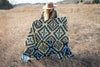 Andean Alpaca Wool Blanket - Blue Chakana Reverse Side View