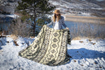 Andean Alpaca Wool Blanket - Slate, reverse side view