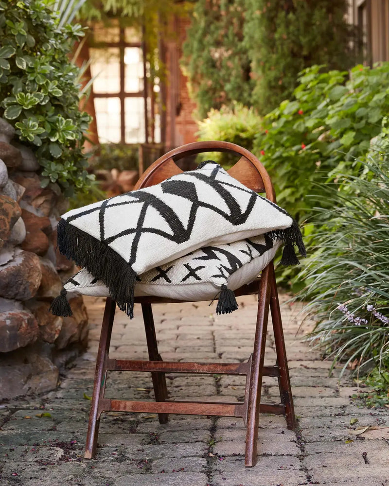 Black and Ivory Outdoor Pillow - Scenic View