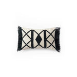 Black and Ivory Outdoor Lumbar Pillow- Set of 2