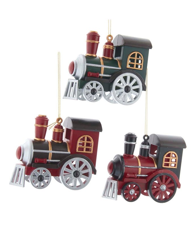 Locomotive Ornaments, Set of 3