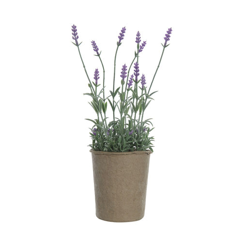 Faux Lavender in Paper Pot