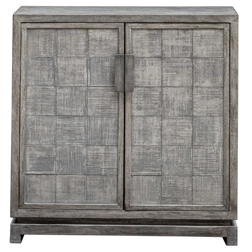 Distressed Gray Inlay Cabinet