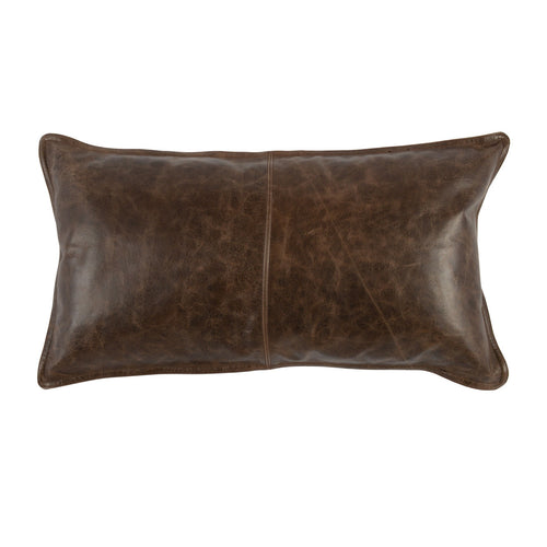 Brown Leather Lumbar Pillow - Front
