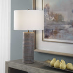 Pewter Gray Table Lamp - Room View