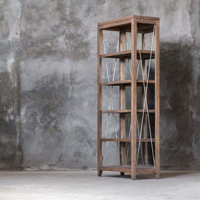 Weathered Oak Etagere - Side View