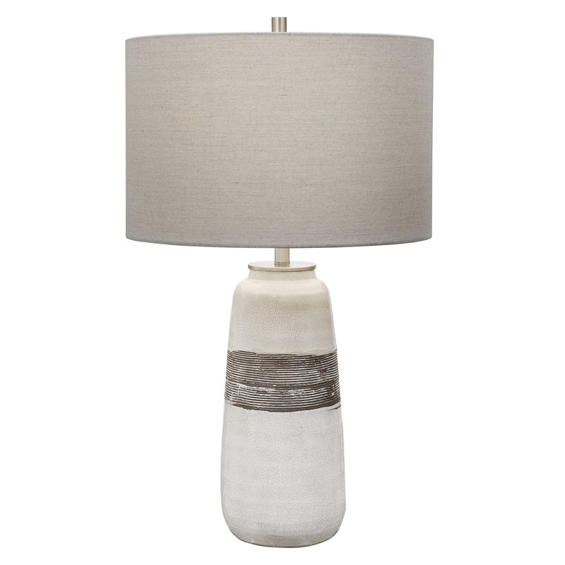 White Crackle Table Lamp