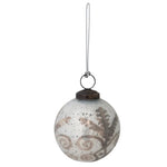 4" Mercury Glass Ball Ornament with Pewter Pattern